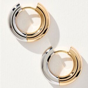 NWT Anthropologie Mixed Metal Huggie Hoop Earrings